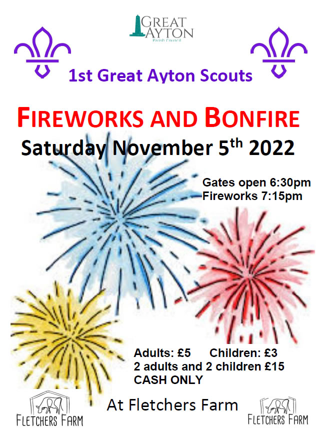 Great Ayton Scouts fireworks display poster