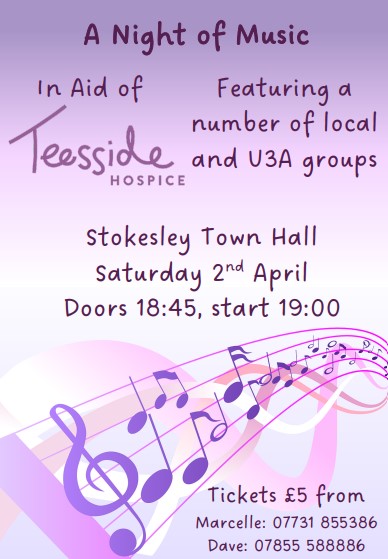 Charity gig poster supporting Teesside Hospice